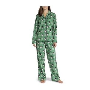 Pokemon Center Womens Size Small Green Pikachu Snowflake Flannel Pajamas Set NWT